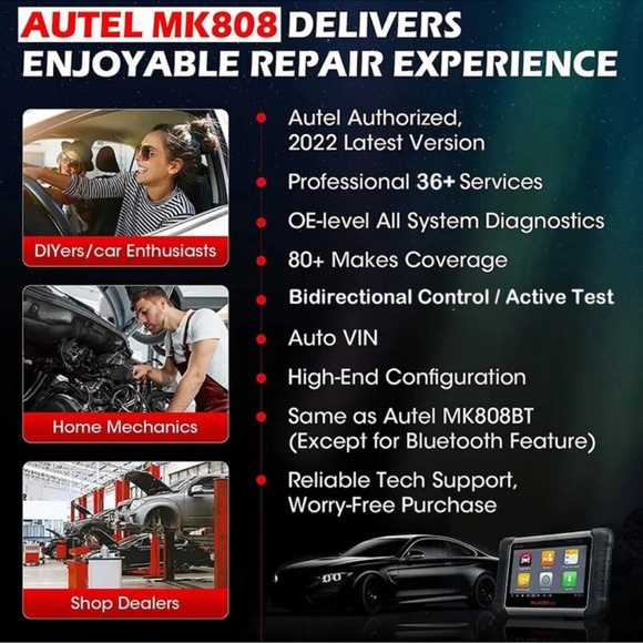 Autel MaxiCOM MK808 OBD2 Scanner Bidirectional Diagnostic Tool Key Coding TPMS - Picture 6 of 11